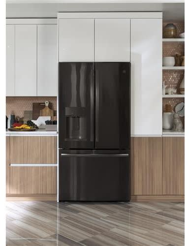 GE PYE22KBLTS 36 Inch Counter Depth French Door Refrigerator with 22.1 Cu. Ft. Capacity TwinChill Turbo Cool Temperature Controlled Drawer