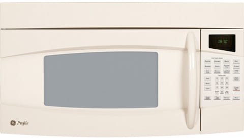 GE PVM1870DMCC 1.8 cu. ft. Over the Range Microwave Oven with 1100 Cooking Watts CircuWave Cooking System Recessed Turntable Full Width Active Hidden Vent 300 CFM Venting and Halogen Lighting Bisque