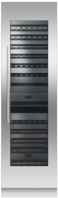 Fisher Paykel RS2484VR2K1 24 Inch Built In Dual Zone Integrated Column Wine Cabinet with 91 Bottle Capacity 1 Full Extension Display Shelf 13 Full Extension Storage Racks UV Tempered Glass Door SmartT...