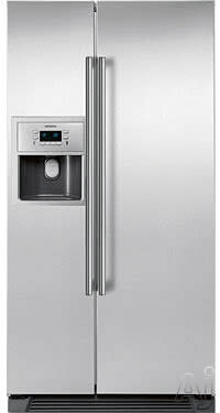 Siemens S20CS80SNS 20.0 cu. ft. Counter Depth Side by Side Refrigerator with 3 Spill Proof Slide Out Glass Shelves quickCool quickFreeze External Ice Water Dispenser Wine Rack and Hidden Hinges