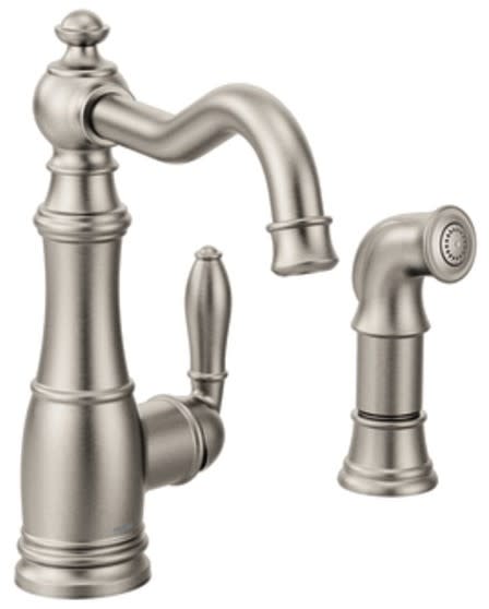 Moen S72101SRS Single Handle Cast Spout Kitchen Faucet with Side