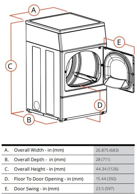 Commercial washer and dryer dimensions hot sale