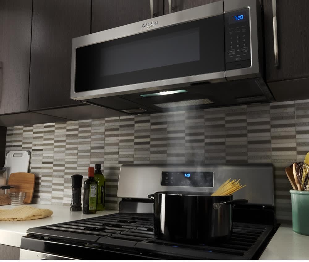 Whirlpool WML35011KS 30 Inch Over the Range Microwave Hood Combination with 1.1 Cu. Ft. Capacity 2 Speed 360 CFM Motor Class 1000 Watt Cooking