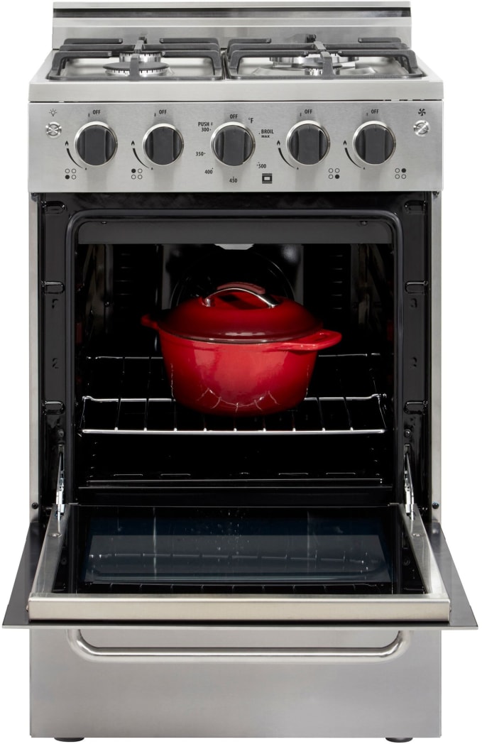 Unique Appliances UGP20VPC1SS 20 Inch Freestanding Gas Range with 4 Sealed Burners 1.6 cu. ft. Oven Capacity Storage Drawer Continuous Grates Manual Clean Convection Fan Automatic Electric Spark Ignit...