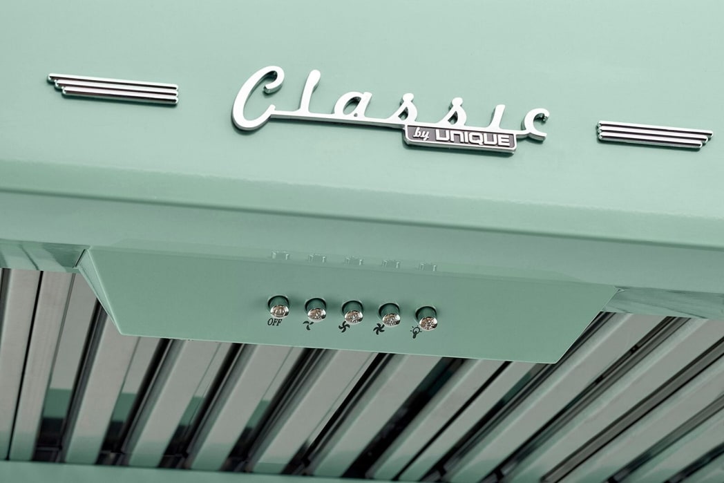 【U LAN】Under Vintage Printing Brushed Over Hood Unique Appliances Classic Retro 24 in. 500 CFM Ducted Under