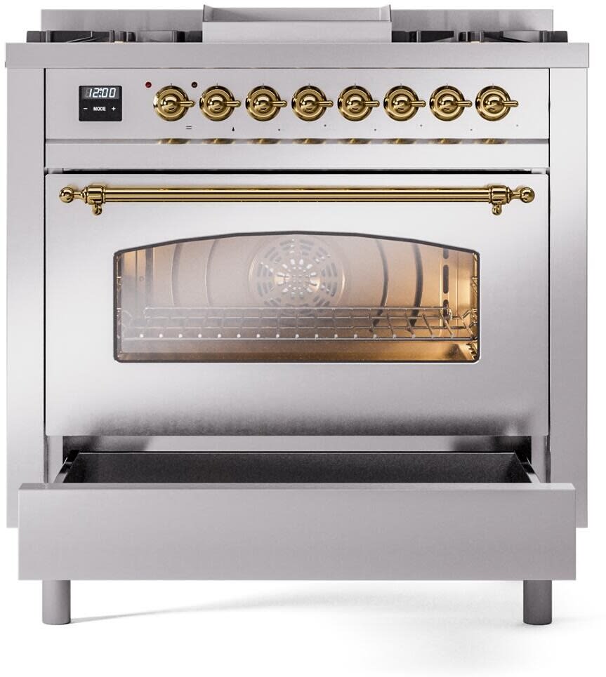 Ilve UP36FNMPSSG 36 Inch Freestanding Dual Fuel Range with