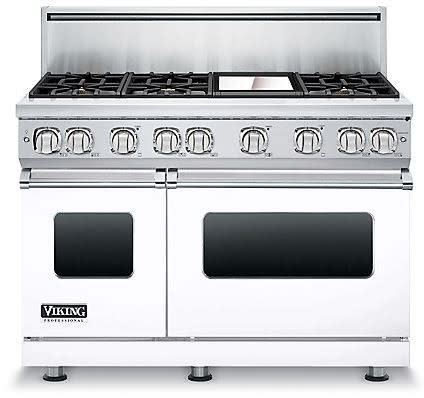 Viking VGR7486GWHLP 48 Inch Freestanding Professional Gas Range with 6 Sealed Burners Double Oven 6.1 Cu. Ft. Total Capacity Manual Clean ViChrome Griddle Proflow Convection Baffle and Elevation Burne...