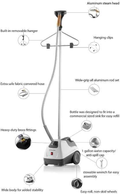 Reliable 550GC Professional Garment Steamer with Brush Head, 1