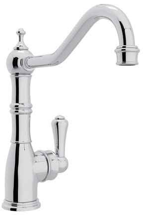 Rohl U4741APC2 Single Lever Cast Spout Kitchen Faucet with Metal Lever Swivel Spout Ceramic Disc Control Cartridge Solid Brass Construction and AB1953 S152 Compliance Polished Chrome