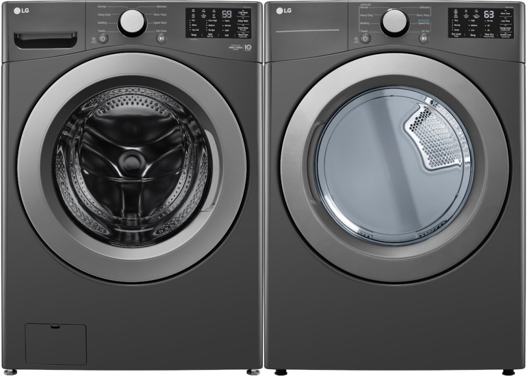 LG LGWADREM3470 Side by Side Washer Dryer Set with Front Load Washer and Electric Dryer in Black