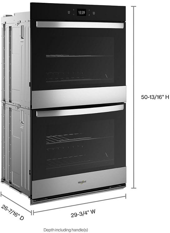 Whirlpool WOED5030LZ 30 Inch Double Electric Smart Wall Oven with 10.0 cu. ft. Fan Convection Ovens Steam Clean Air Fry Frozen Bake Rapid