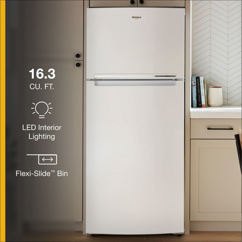Whirlpool WRTX5028PW 28 Inch Freestanding Top Freezer Refrigerator