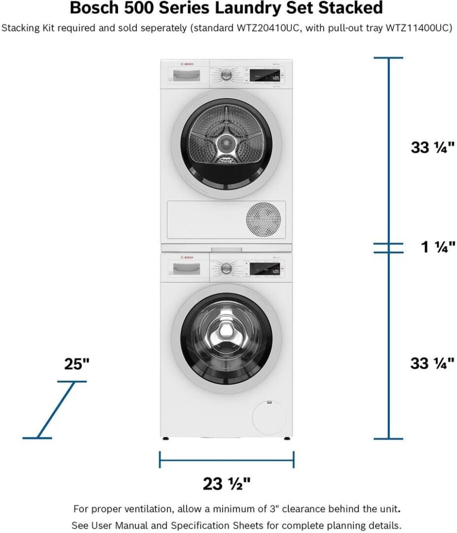 Bosch WTW87NH1UC 24 Inch Electric Smart Ventless Dryer with 4 cu. ft. Capacity 14 Dryer Cycles Self Cleaning Condenser Wrinkle Block Sensor Dry and ENERGY STAR