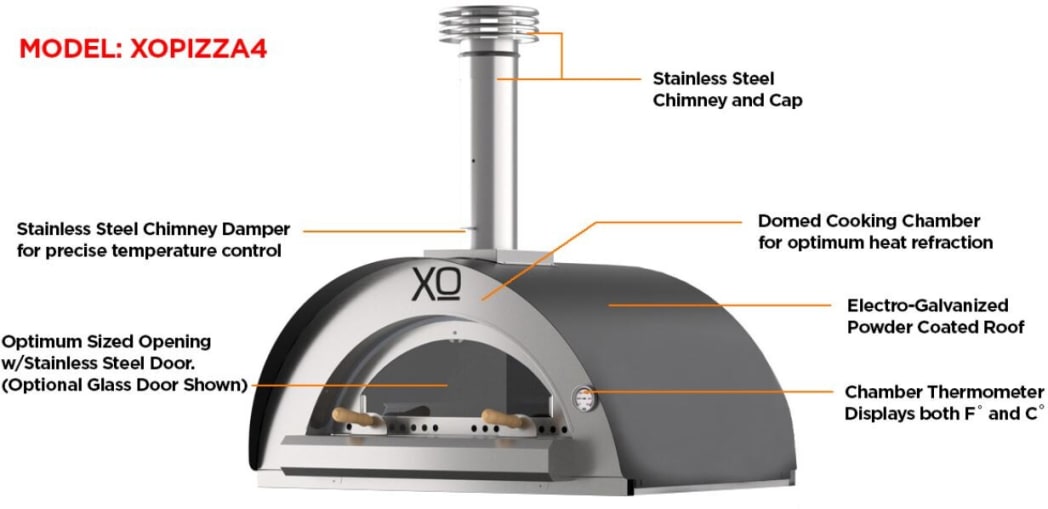 XO XOPIZZA4RO 40 Inch Outdoor Wood-Fired Pizza Oven with 5.2 Sq