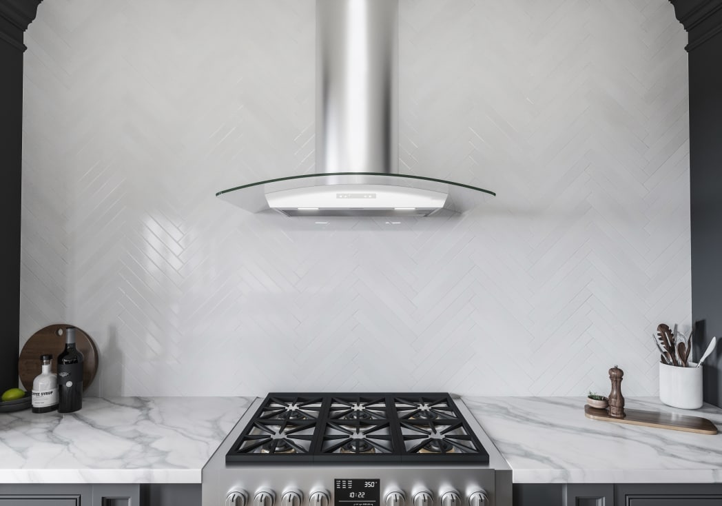 Zephyr ZMIM90CG 36 Inch Milano Wall Mount Smart Range Hood with