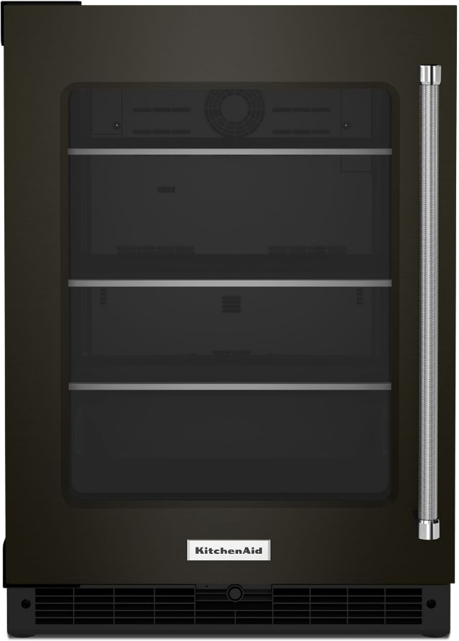 KitchenAid 24" Undercounter Refrigerator w/ Glass Door & Shelves Metallic Accentsand Printshield Finish in Black Stainless Steel KURL314KBS on Fridge.com