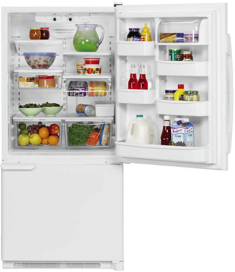 Amana ABB222ZDEW 22 Cu. Ft. Easy Reach Bottom-Freezer Refrigerator with ...