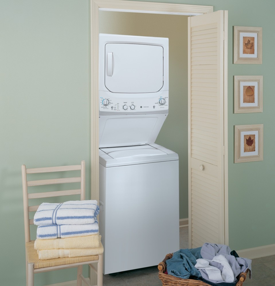 GE GUD27ESSJWW 27 Inch Electric Laundry Center with 3.2 cu. ft. Washer
