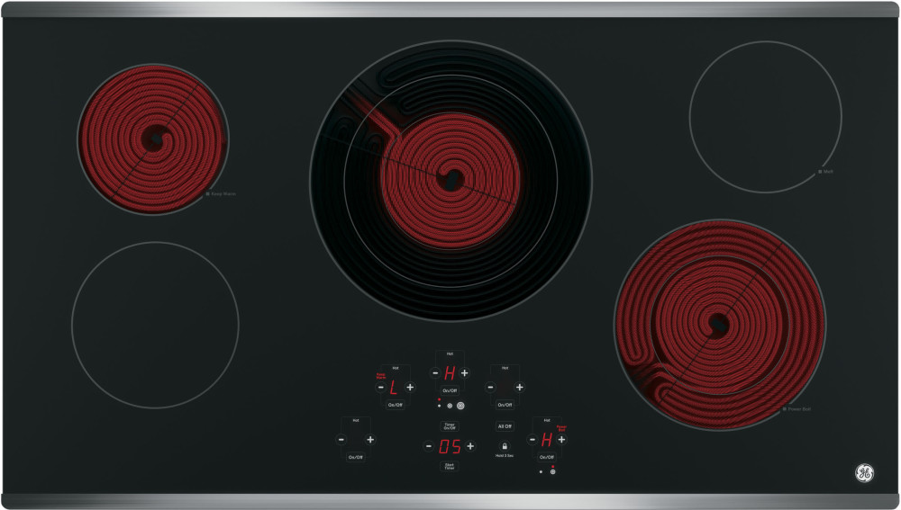 GE JP5036SJSS 36 Inch Smoothtop Electric Cooktop with 5 Radiant Elements, Center TriRing Burner