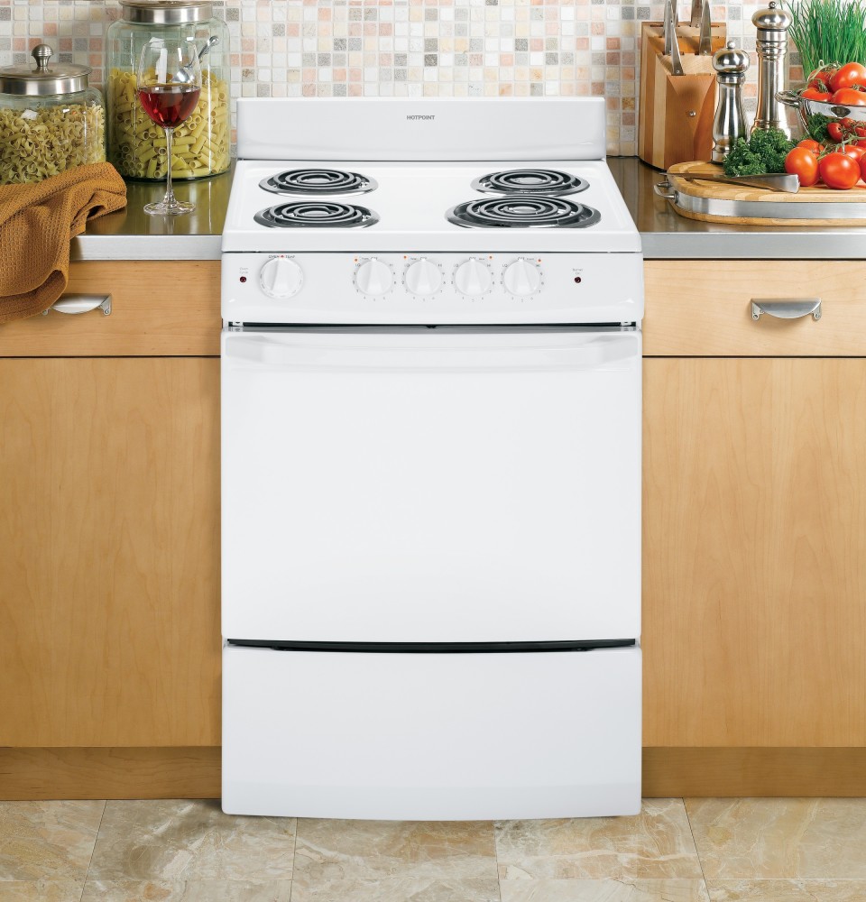 GE RA724KWH 24 Inch Freestanding Electric Range with 3.0 cu. ft. Oven