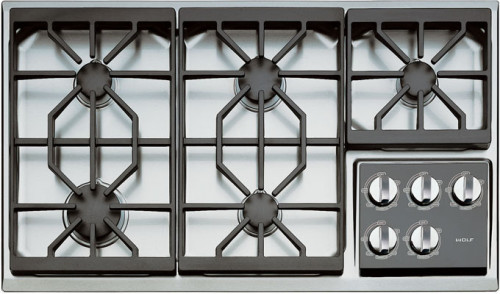 Wolf CT36G 36 Inch Gas Cooktop with 5 Dual-Stacked Sealed Burners, True ...