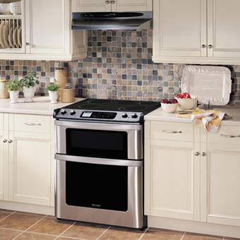Sharp KB4425L 30 Inch Slide-in Electric Range with Microwave Drawer, Auto Drawer Opening, True 
