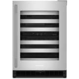 KitchenAid 24" Undercounter Wine Cellar w/ Glass Door & Wood-Front Racks in Steel KUWR214KSB on Fridge.com