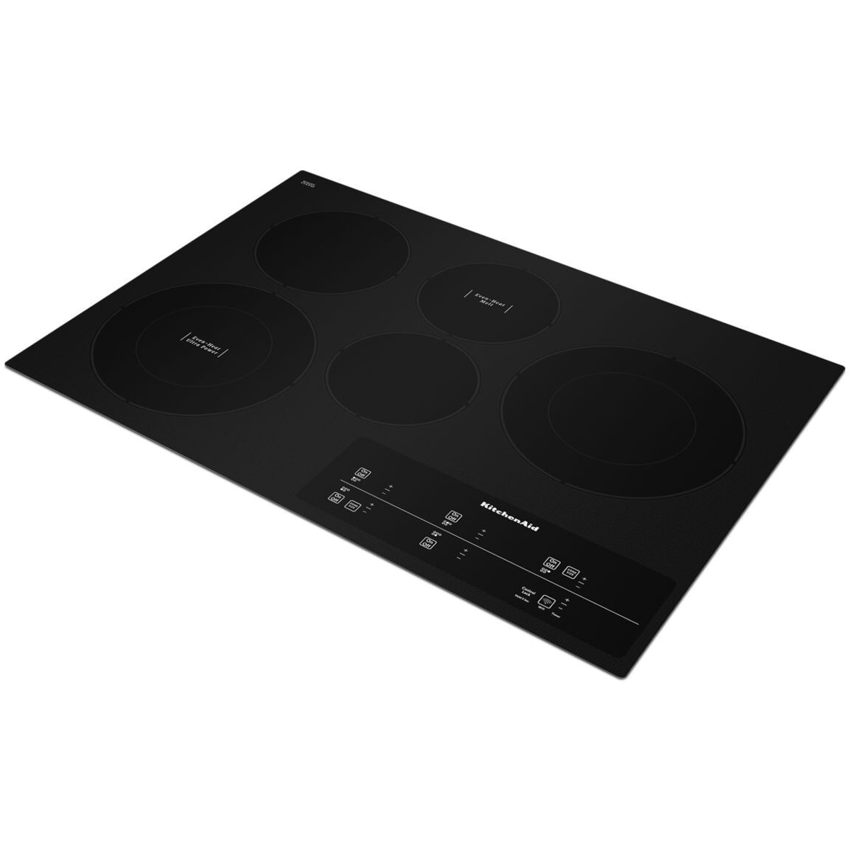 KitchenAid KCES950KBL - 30 Inch Electric Cooktop 3/4 View