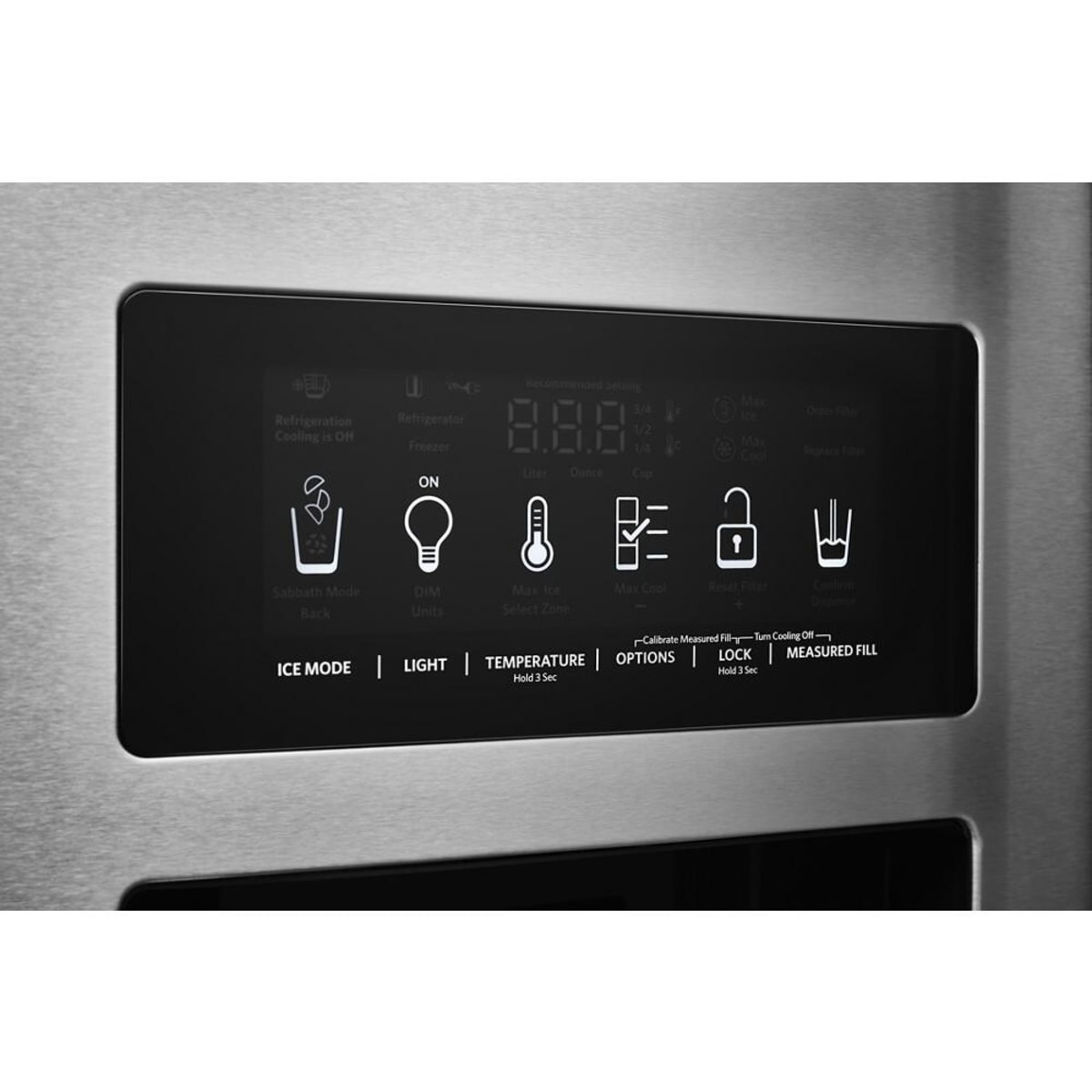 KitchenAid KRSC703HPS - 22.6 cu ft. Counter-Depth Side-by-Side Refrigerator with Exterior Ice and Water and PrintShield™ Finish (control panel)