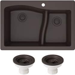 33 Inch Dual Mount Double Bowl Granite Kitchen Sink  - Front View view