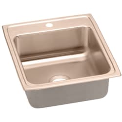 19-1/2 Inch Medical Grade Single Bowl Sink  - 19-1/2 Inch Antimicrobial Copper Single Bowl Drop-In Sink view