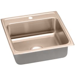 22 Inch Medical Grade Single Bowl Sink  - 22 Inch Antimicrobial Copper Single Bowl Drop-In Sink view