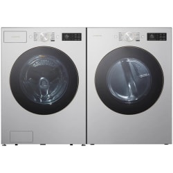 Side-by-Side Front Load Washer and Gas Dryer Set in Platinum - Side-by-Side Washer & Dryer Set with Top Load Washer & Gas Dryer in Platinum Steel view