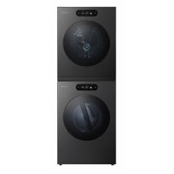 Stacked Front Load Washer and Gas Dryer Set in Black Steel - Stacked Washer & Dryer Set with Front Load Washer and Gas Dryer in Black Steel view