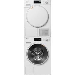Stacking Kit  - Stacked Washer & Dryer Set with Tray in Front Load Washer and Smart Electric Heat Pump Dryer in Lotus White view