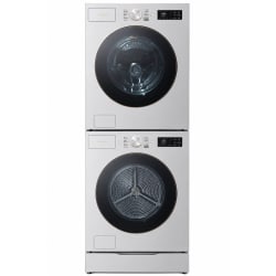 Stacked Front Load Washer and Gas Dryer Set in Platinum - Stacked Washer & Dryer Set with Top Load Washer & Gas Dryer in Platinum Steel view