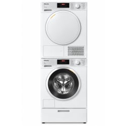 Stacking Kit  - Stacked Washer & Dryer Set with Tray with Front Load Washer & Electric Smart Pump Dryer in Lotus White view