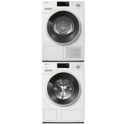 Stacking Kit  - Stacked Washer & Dryer Set with Tray with Front Load Washer & Electric Smart Pump Dryer in Lotus White view