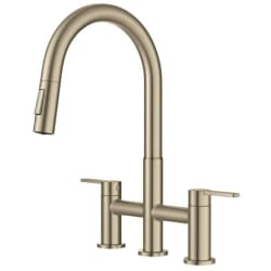 15 7/8 Inch Bridge Faucet  - Bridge Kitchen Faucet with Pull-Down Sprayhead in Spot-Free Antique Champagne Bronze view