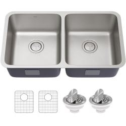 33 Inch Undermount Double Bowl Kitchen Sink - Front view