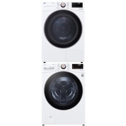 Stacked Gas Dryer and Front Load Washer Set in White - Stacked Washer & Dryer Set with Smart Front Load Washer and Gas Dryer in White view