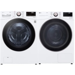 Side-by-Side Front Load Washer and Gas Dryer Set in White - Side-by-Side Washer & Dryer Set with Smart Front Load Washer and Electric Dryer in White view