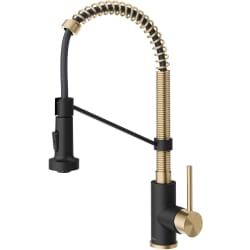 Single Handle Pull Down Commercial Style Kitchen Faucet - Commercial Style 2-Function Single Handle Pull Down Kitchen Faucet in Spot-Free Antique Champagne Bronze / Matte Black view