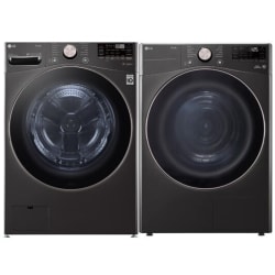 Side-by-Side Front Load Washer and Gas Dryer Set in Black Steel - Side-by-Side Washer & Dryer Set with Smart Front Load Washer and Gas Dryer in Black Steel view