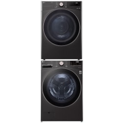Stacked Front Load Washer and Gas Dryer Set in Black Steel - Stacked Washer & Dryer Set with Smart Front Load Washer and Gas Dryer in Black Steel view
