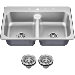 33 Inch Drop-In/Top Mount Double Bowl Kitchen Sink  - 33 Inch Drop-In/Top Mount Double Bowl Kitchen Sink view