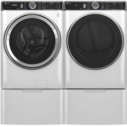 Side-by-Side on Pedestals Front Load Washer and Electric Dryer Set in White - Side-by-Side on Pedestals Washer & Dryer Set with Front Load Washer and Electric Dryer in White view