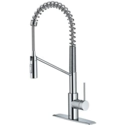 Single Handle Pull Down Commercial Kitchen Faucet - Commercial Style Pull-Down Single Handle Kitchen Faucet with QuickDock Top Mount Installation Assembly in Chrome view