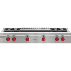 48 Inch Pro-Style Gas Rangetop  - 48" Four (4) Sealed Burner Rangetop with Dual Infrared Griddle view