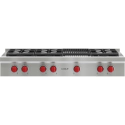 48 Inch Pro-Style Gas Rangetop  - 48" Six (6) Sealed Burner Rangetop with Infrared Charbroiler view